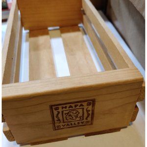 Napa Valley Wood Cassette Tape Holder Crate Box Wooden Storage 12 Tapes